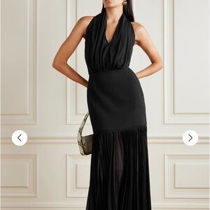 Iris pleated crepe halterneck maxi dress